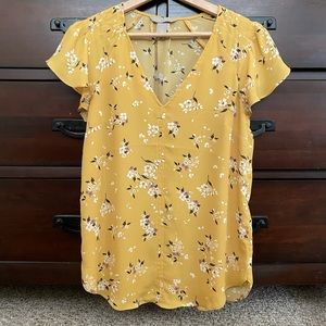 H&M yellow floral blouse